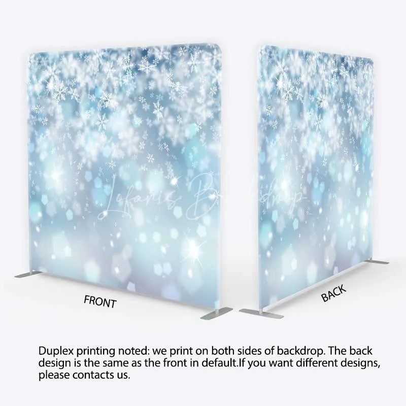 Lofaris Winter Wonderland Snowflake Tension Fabric Backdrop Blue Snow and Stars Photography Background