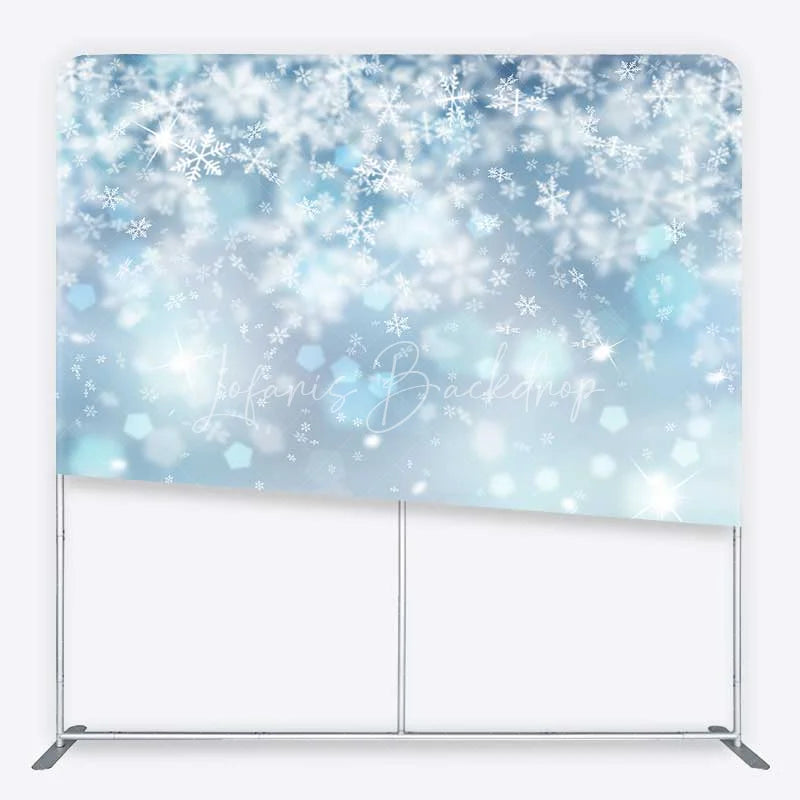 Lofaris Winter Wonderland Snowflake Tension Fabric Backdrop Blue Snow and Stars Photography Background