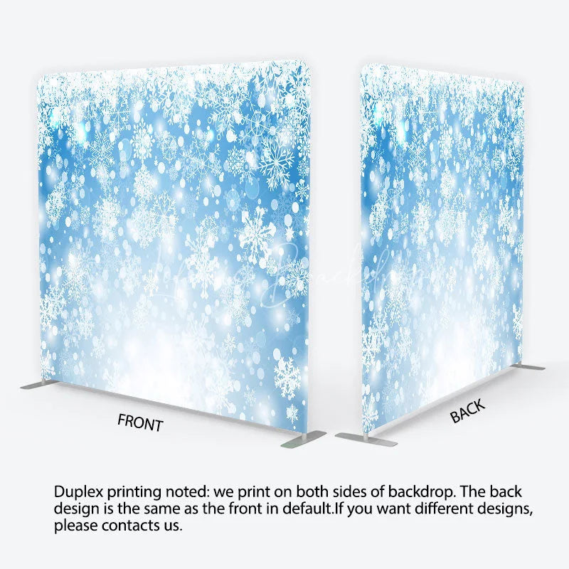 Lofaris Winter Wonderland Tension Fabric Backdrop Blue Snowflakes Frozen Background Christmas Holiday Party Decoration