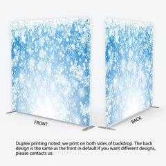 Lofaris Winter Wonderland Tension Fabric Backdrop Blue Snowflakes Frozen Background Christmas Holiday Party Decoration