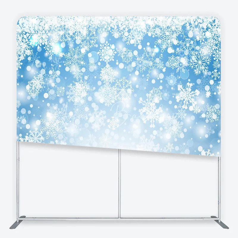 Lofaris Winter Wonderland Tension Fabric Backdrop Blue Snowflakes Frozen Background Christmas Holiday Party Decoration