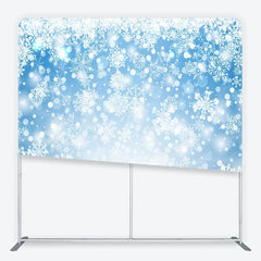 Lofaris Winter Wonderland Tension Fabric Backdrop Blue Snowflakes Frozen Background Christmas Holiday Party Decoration