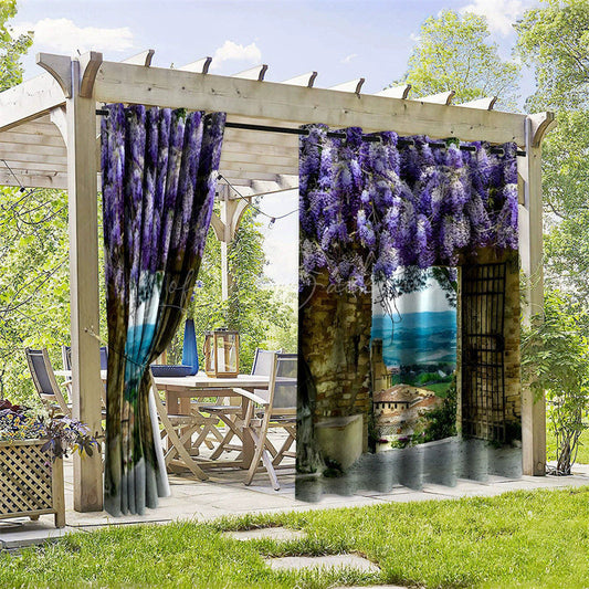Lofaris Wisteria Eaves Waterproof Printed Outdoor Curtains