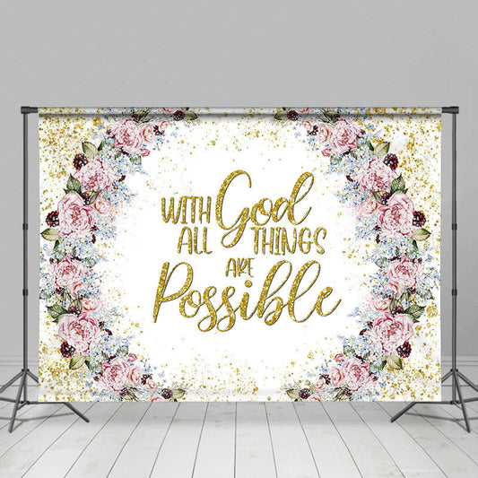 Lofaris With God All Things Are Possible Floral Easter Backdrop
