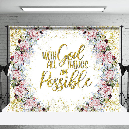 Lofaris With God All Things Are Possible Floral Easter Backdrop