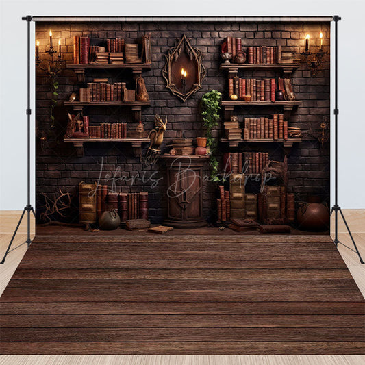 Lofaris Wizard’s Library Bookshelf Combo Set Backdrop Magical Alchemist Study for Fantasy Halloween Photo Shoots