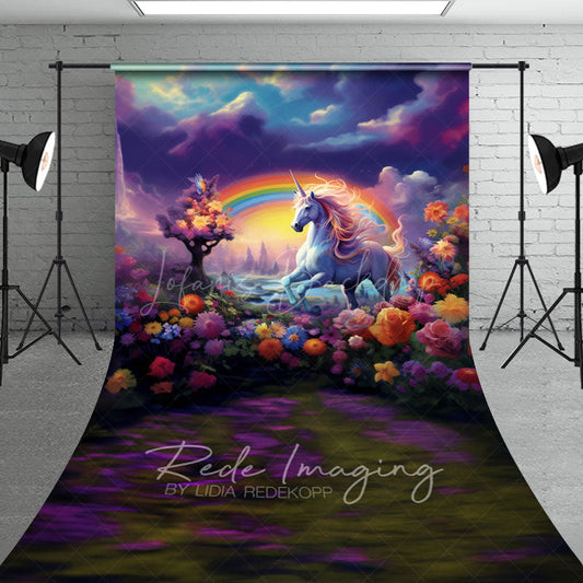 Lofaris Wonderland Colorful Unicorn Cake Smash Sweep Backdrop