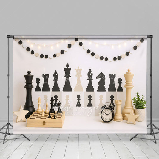Lofaris Wood Black White Chess Fresh Cake Smash Backdrop