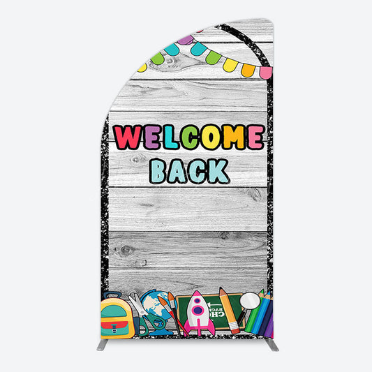 Lofaris Wood Classroon Welcome Back To School Half Moon Arch Backdrop