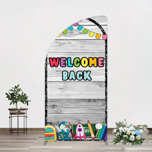 Lofaris Wood Classroon Welcome Back To School Half Moon Arch Backdrop