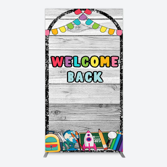 Lofaris Wood Classroon Welcome Back To School Rectangle Backdrop