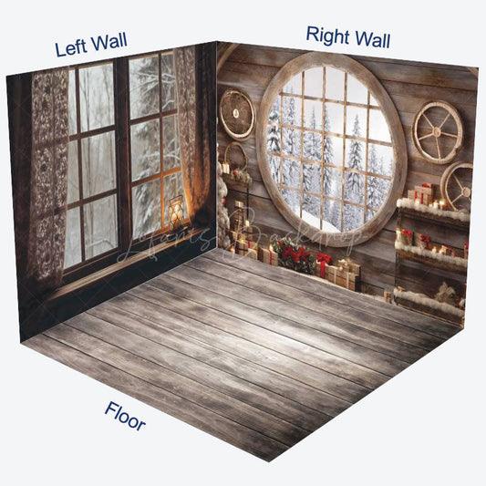 Lofaris Wood Indoor Window Christmas Vibe Room Set Backdrop