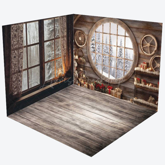 Lofaris Wood Indoor Window Christmas Vibe Room Set Backdrop