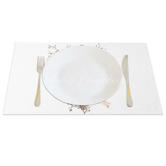 Lofaris Wooden Cross Pink Floral Set of 4 Placemats Elegant Flower Ribbon Religious Table Mats Baptism Confirmation Decor