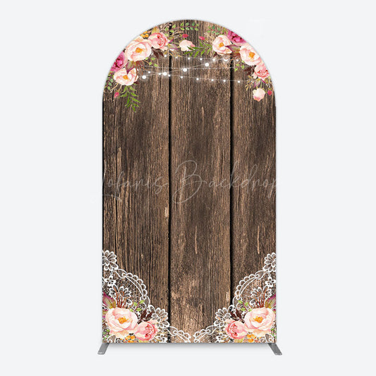 Lofaris Wooden Floral Lace Pattern Wedding Arch Backdrop