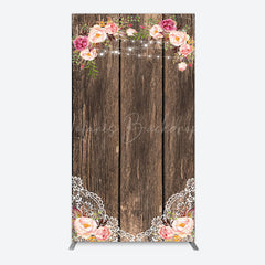 Lofaris Wooden Floral Lace Pattern Wedding Rectangle Backdrop