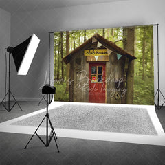Lofaris Wooden Forest Club House Backdrop Do Not Enter Sign Treehouse Photography Background for Boy Birthday Party