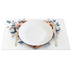 Lofaris Wooden Heart Love Sign Set of 4 Placemats Pink Floral Valentine Decoration Rustic Blue Leaf Table Mat