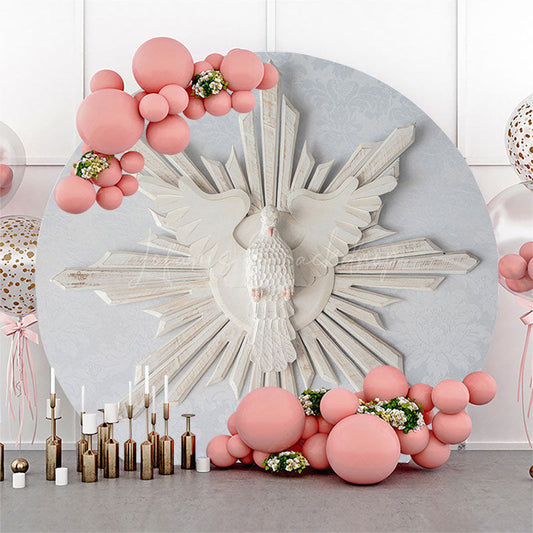 Lofaris Wooden Holy Spirit Pigeon Round Baptism Backdrop