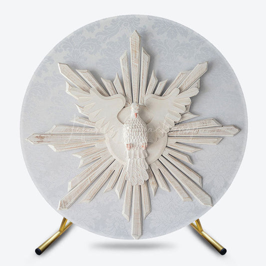 Lofaris Wooden Holy Spirit Pigeon Round Baptism Backdrop