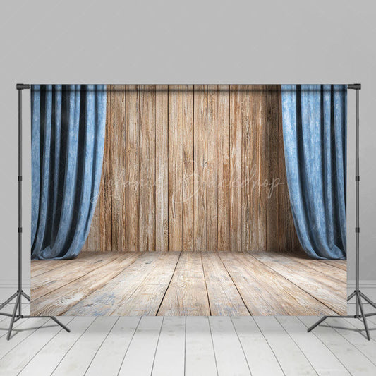 Lofaris Wooden Stage Old Style Curtain Photography Backdrop
