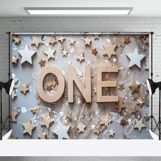 Lofaris Wooden Stars First Birthday Cake Smash Photo Backdrop
