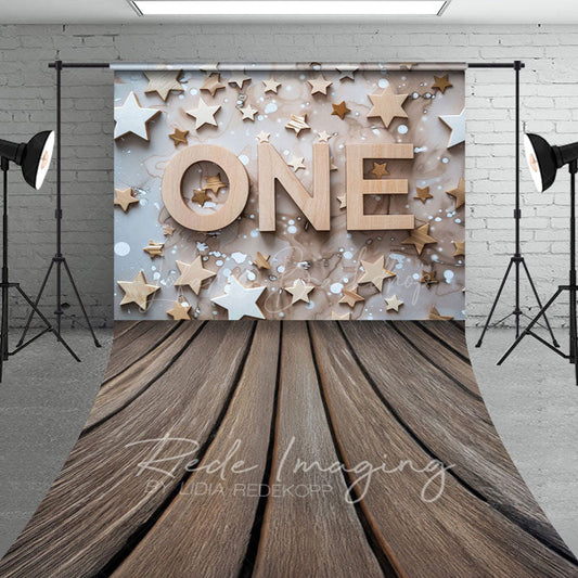 Lofaris Wooden Stars First Birthday Cake Smash Sweep Backdrop