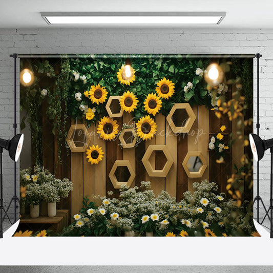 Lofaris Wooden Wall Lighted Greenry Floral Spring Backdrop