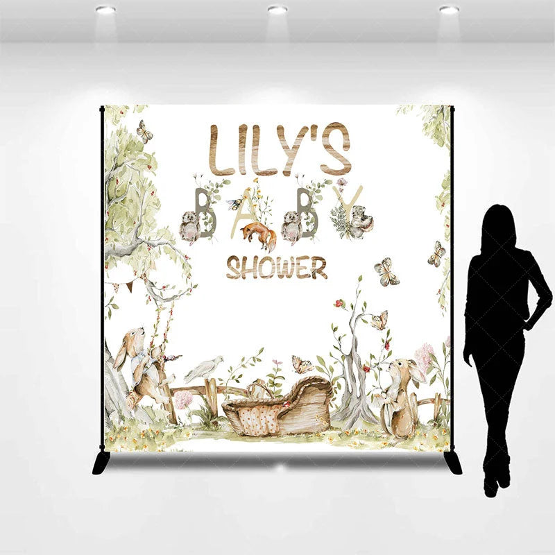 Lofaris Woodland Animals and Floral Custom Backdrop Baby Shower Party Decor for Personalized Celebration