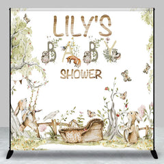 Lofaris Woodland Animals and Floral Custom Backdrop Baby Shower Party Decor for Personalized Celebration