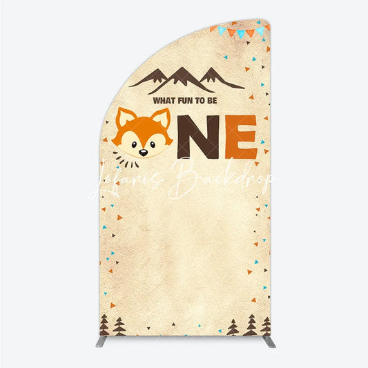 Lofaris Woodland Fox First Birthday Half Moon Arch Backdrop Cute Mountains and Pennant Banners Party Decor
