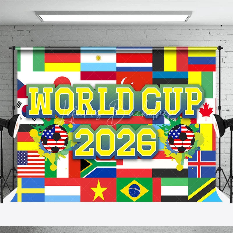 Lofaris World Cup 2026 Soccer Theme Holiday Backdrop International Sports Party Decoration