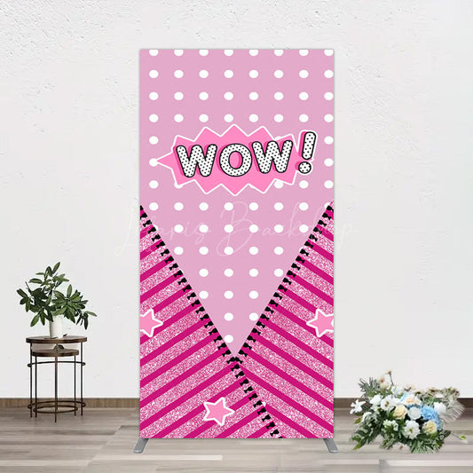 Lofaris Wow Glitter Pink Zipper Girl Birthday Rectangle Backdrop