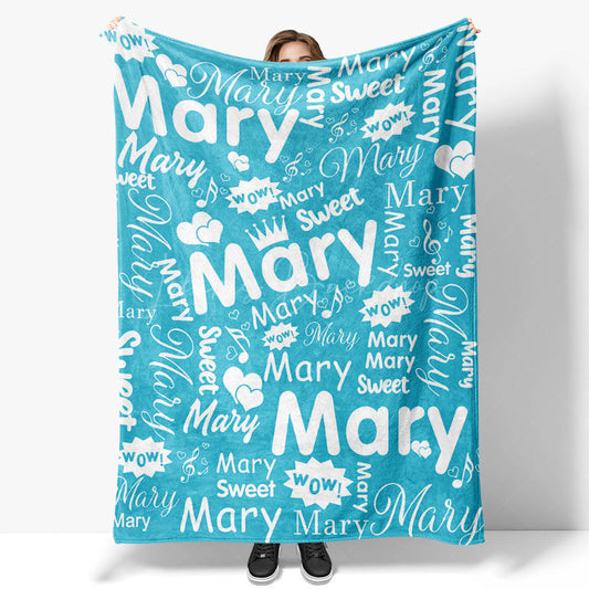 Lofaris Wow Sweet Heart Crown Blue White Custom Name Blanket