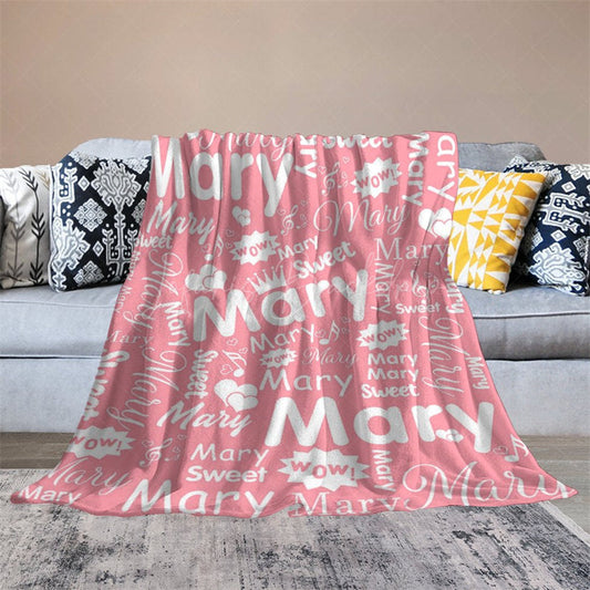 Lofaris Wow Sweet Heart Crown Pink White Custom Name Blanket