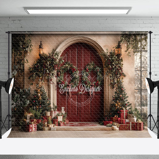 Lofaris Xmas Wreath Arch Door Decorated Holiday Backdrop
