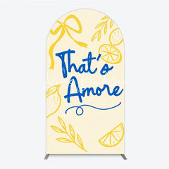 Lofaris Yellow and Blue Lemon That’s Amore Round Top Arch Backdrop Romantic Bridal Shower Party Decor.