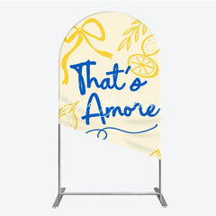 Lofaris Yellow and Blue Lemon That’s Amore Round Top Arch Backdrop Romantic Bridal Shower Party Decor.