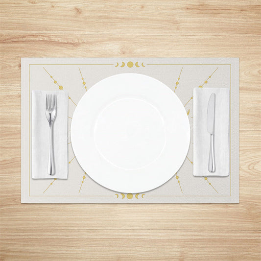 Lofaris Yellow Artistic Face Sun Moon Set Of 4 Placemats