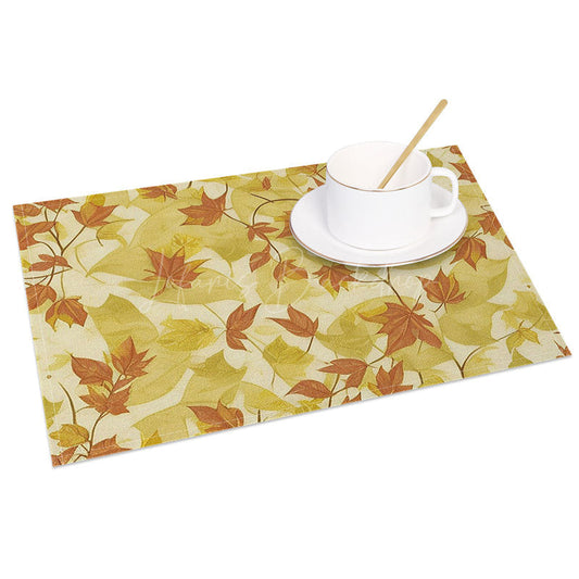 Lofaris Yellow Autumn Maple Leaves Art Set of 4 Placemats