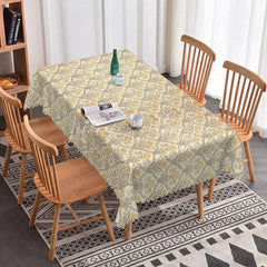 Lofaris Yellow Beige Damask Rectangle Tablecloth Classic Floral Scroll Pattern Cover Traditional Dining Table Decoration