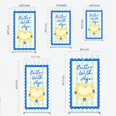 Lofaris Yellow Blue Gingham Plaid Heart Rectangle Arch Backdrop Butter With Age Birthday Party Decor.