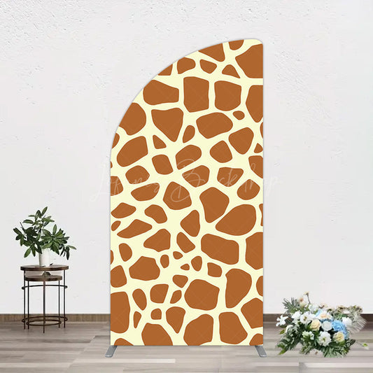 Lofaris Yellow Brown Leopard Print Happy Birthday Half Moon Arch Backdrop