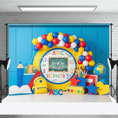 Lofaris Yellow Chalkboard ABC Back To School Backdrop Primary Colors Balloon Arch Ruler Background Kids Photography Prop