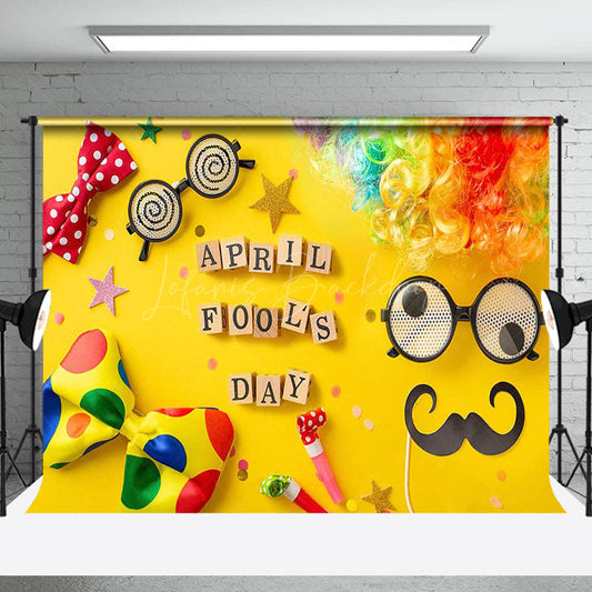 Lofaris Yellow Clown Bow Tie Glasses April Fools Day Backdrop