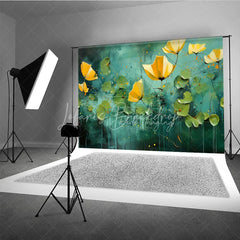 Lofaris Yellow Flower Fine Art Backdrop Teal Green Abstract Pond Oil Painting Style Background Artistic Photography