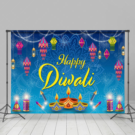 Lofaris Yellow Flower Purple Candlelit Mandala Diwali Backdrop