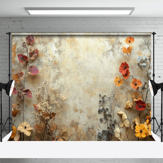 Lofaris Yellow Grey Retro Wall Dried Flower Photo Backdrop