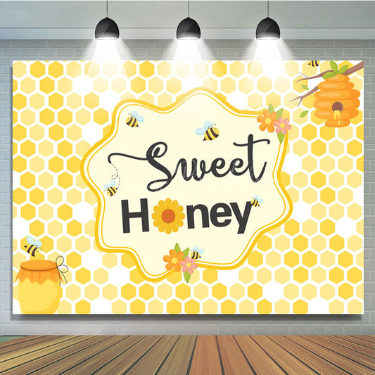 Lofaris Yellow Honeycomb Bee Sweet Honey Birthday Backdrop