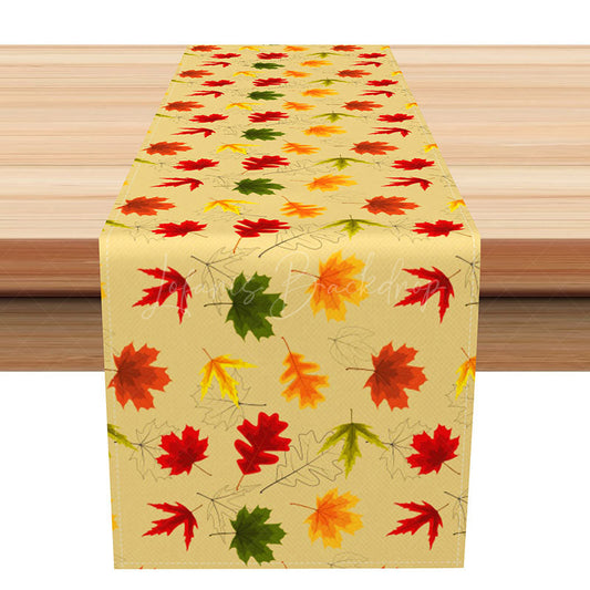 Lofaris Yellow Maple Leaves Autumn Table Runner Bright Fall Botanical Decor Modern Thanksgiving Kitchen Dining Linen